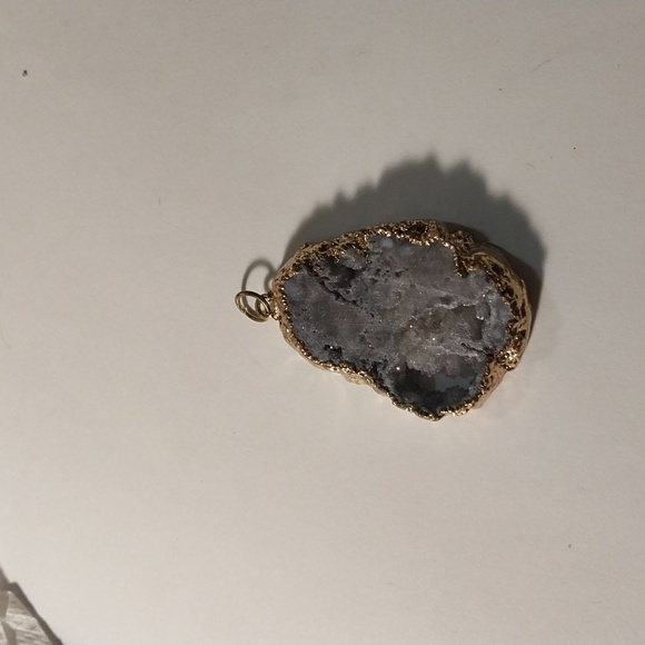Purple Druzy Crystalized Geode Gemstone Pendant Charm - Picture 1 of 1